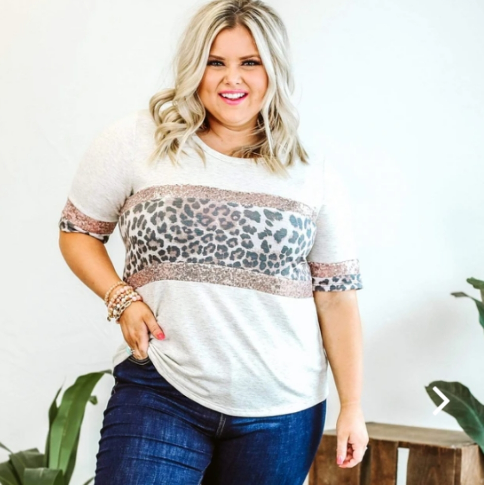 NWT Leopard/Rose gold plus size top 3X